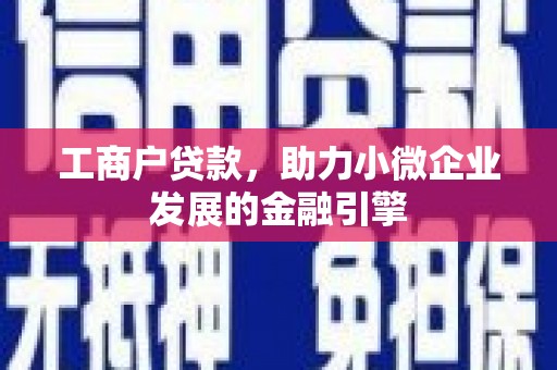 小港工商户贷款，助力小微企业发展的金融引擎
