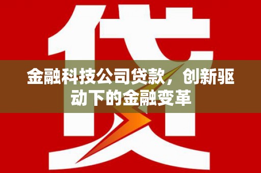 小港金融科技公司贷款，创新驱动下的金融变革