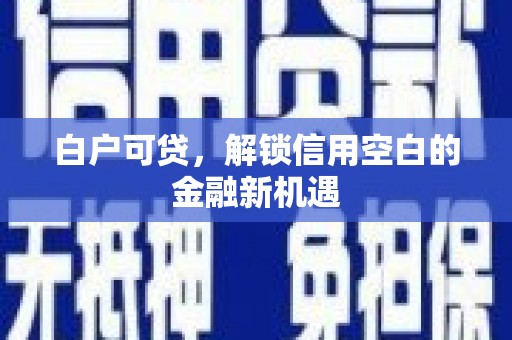 小港白户可贷，解锁信用空白的金融新机遇
