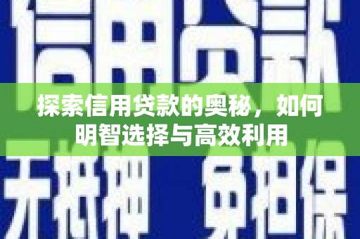 小港探索信用贷款的奥秘，如何明智选择与高效利用